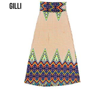 GILLI MULTICOLORED GEOMETRIC MAXI SKIRT Medium BOHO EUC